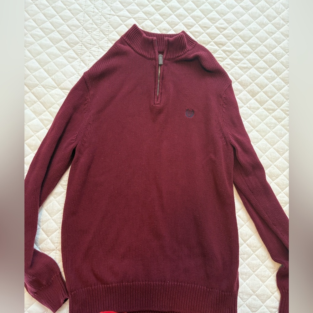 Chaps Men's Maroon Zip-Up Sweater